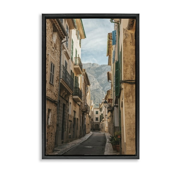 Stupell Industries Spanish Town Street Town & City Photography Black Floater Framed Art Print Wall Art, 17 x 25