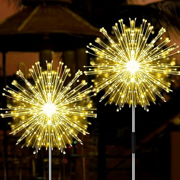 Luces solares para fuegos artificiales JjGoo, 180 LED, blanco cálido, paquete de 2