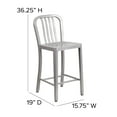 thumbnail image 6 of Emma + Oliver Commercial Grade 24"H Silver Metal Indoor-Outdoor Counter Stool w/ Slat Back, 6 of 12