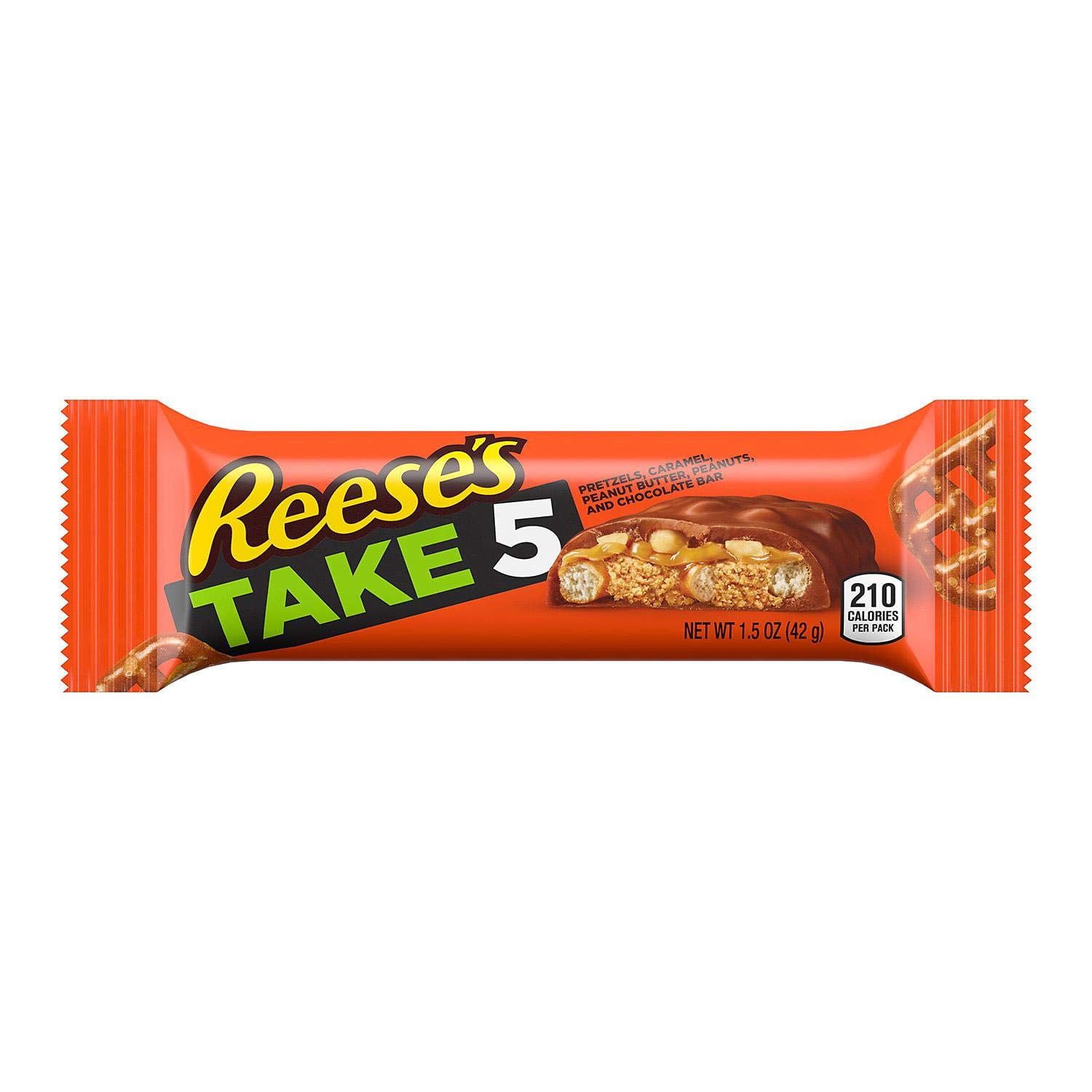 Reeses Take 5 Pretzels, Caramel, Peanut Butter, Peanuts And