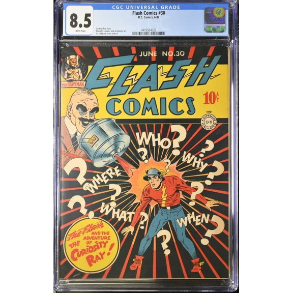 Flash Comics #30 CGC VF+ 8.5 White Pages Comic Book