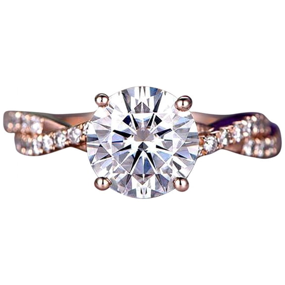 Round cut 1.25 Ct infinity style Man made diamond moissanite & Man made diamond moissanite Engagement Ring with 18k Gold Plating