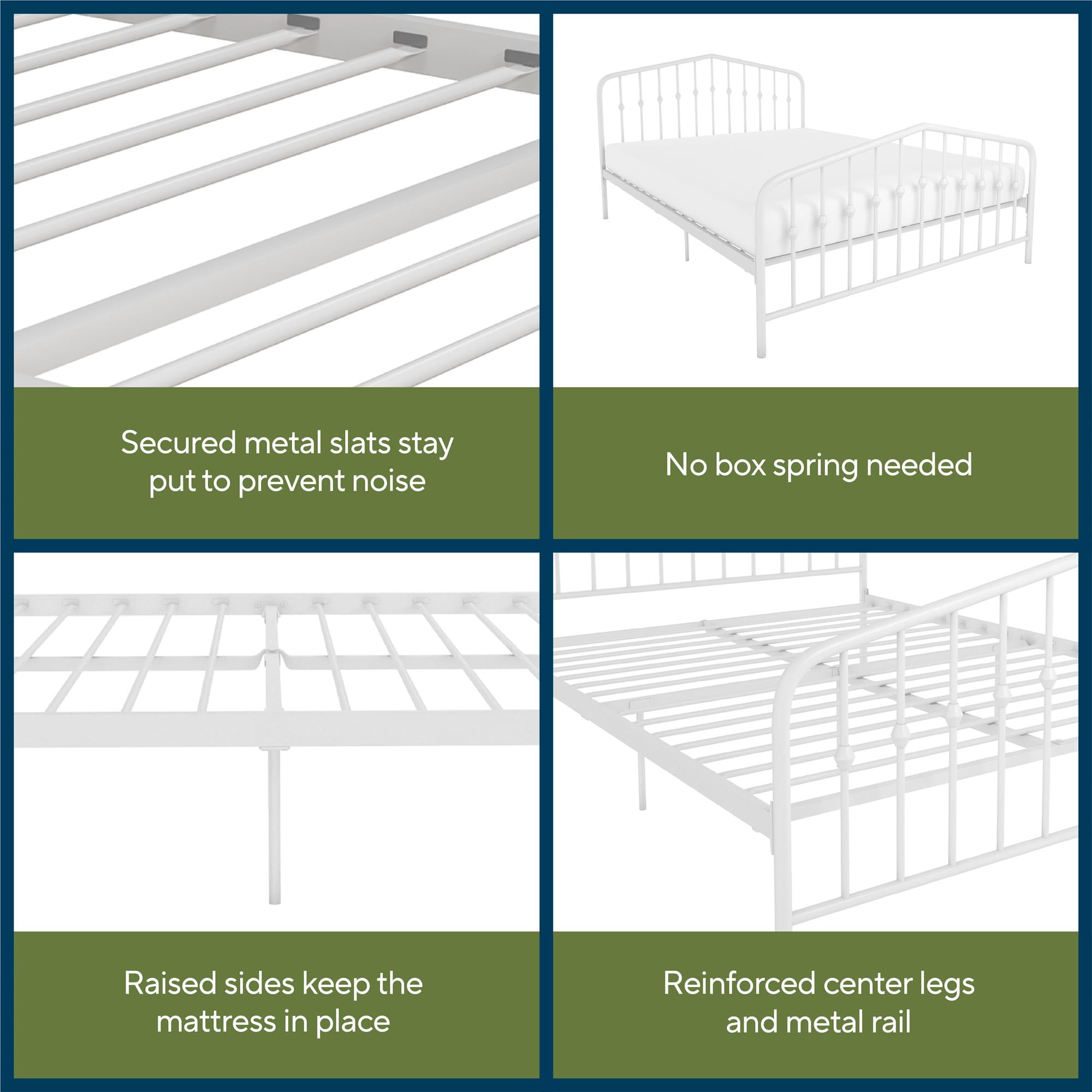 Novogratz Bushwick Metal Bed, Full, Off White
