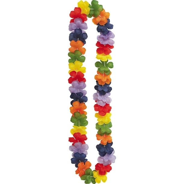 Rainbow Luau Party Flower Leis, 40in, 25ct