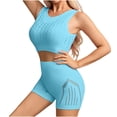 thumbnail image 2 of PIWHJQK Women Summer Outfits Set Athletic Yoga Bra Set Women's Solid Yoga Set Tank Top Seamless Bra With Running Shorts Outfits Set, 2 of 5