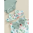thumbnail image 6 of Jxzom Hello I'm New Here Baby Clothes Set Newborn Ruffle Ribbed Romper Top Floral Shorts Set Little Coming Home Spring Outfit, 6 of 8
