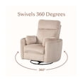 thumbnail image 3 of Pemberly Row Modern Large Corduroy Fabric Swivel Recliner in Ivory, 3 of 5