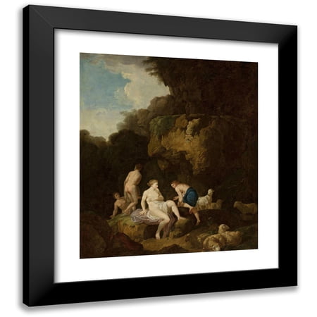 Christian Wilhelm Ernst Dietrich 12x14 Black Modern Framed Museum Art Print Titled - Nymphs in a Grotto