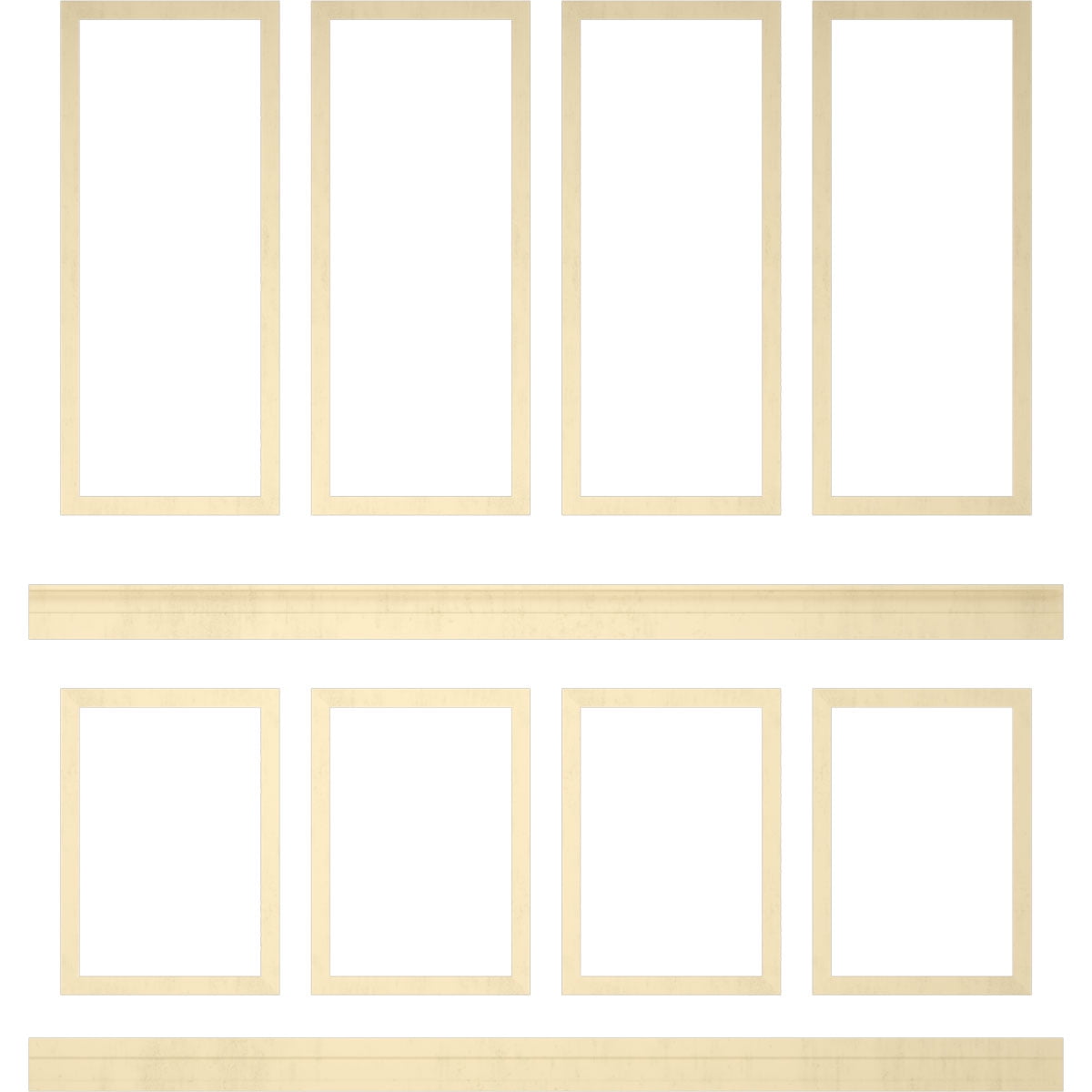Ekena millwork 94 1/2"L (Adjustable 108"H to 132"H) Ashford Square Panel Stacked Wall Wainscot Paneling Kit