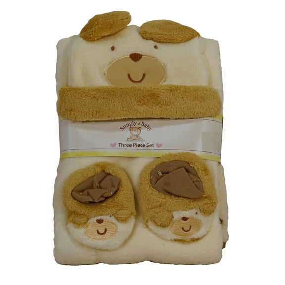 Snugly Baby 3 Piece Gift Set with Blanket, Hat & Booties - Brown