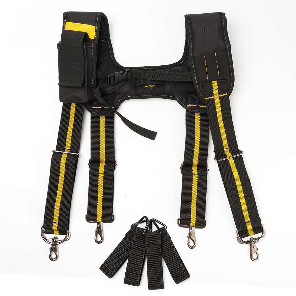 Tool Belt Suspenders Multi-Pockets Electrician's Bag with Lumbar Support Heavy Duty Adjustable Lumbar Support 
