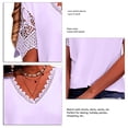 thumbnail image 4 of Camiseta de manga corta de encaje para mujer, blusa elegante con cuello en V, informal, holgada, de Color liso, para trabajo de oficina, 4 of 6