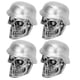 thumbnail image 5 of Juego de 4 tapones para válvula de neumático de casco, tipo calavera, con anillo de goma, universales, para coches, bicicletas, SUV, camiones, bicicletas y motocicletas, color plateado., 5 of 14