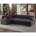 thumbnail image 4 of Hybition 6-Seater Sectional Sofa with Pull-out Bed, Storage Chaise, Corduroy Fabric, Modern Living Room Set-Color:Grey, 4 of 8