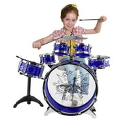 Kids Junior Drum Kit Tom Drums Cymbal Stool Drumsticks Set Musical Instrument