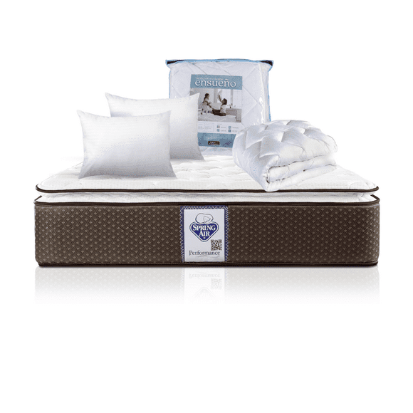 Colchón Spring Air Queen Size Super Value + 2 Almohadas Sc + Protector Ensueño