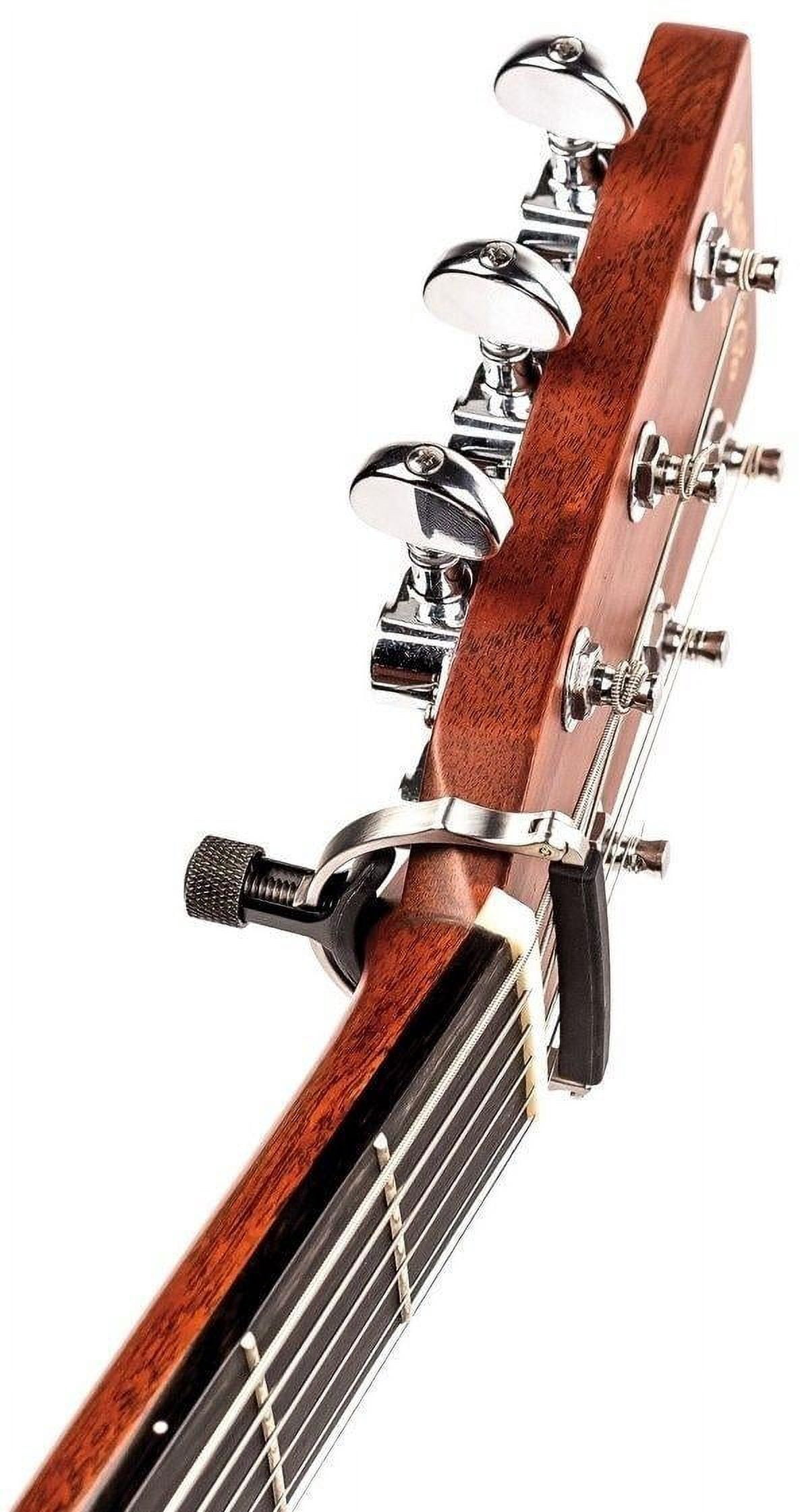 D'Addario Stainless Steel Cradle Capo Adjustable Tension with Adjustable Micrometer for Acoustic and Electric Guitars