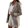 thumbnail image 4 of Xuanfei Women Plaid Graphic Long Sleeve Buttons Lapel Suit Jacket Blazer, 4 of 6