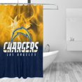 thumbnail image 3 of LAC_Chargers Cortina de ducha impermeable de secado rápido para baño, cortina de ducha con ganchos, decoración de fútbol americano, juego de cortinas de ducha para baño, plancha de 72 x 72 pulgadas, 3 of 8