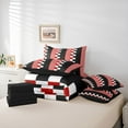 thumbnail image 6 of Homewish Female Men Adults Geometric Plaid Stripes Bedding Comforter Set 7 Pieces,Black White Red Full Bedding Set Lightweight,Minimalist Grid Checkered Fitted Sheet Flat Sheet,Luxury Bedroom Decor, 6 of 8