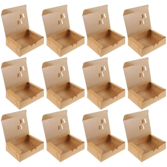 STRANDCHIC 25PCS Take Away Food Boxes Rectangular Khaki Paper for General Use