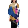 thumbnail image 1 of Foulard à Franges pour Femmes, Châle Long d'Hiver Abstrait Aquarelle, Léger et Chaud, 1 of 6