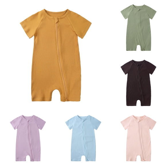 LYHaoo Boys Lightweight Romper Baby Girls Boys Rompers Pajamas Zipper Short Sleeve Sleeper Jumpsuit,Sizes 2-3 Years