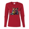thumbnail image 2 of Wild Bobby, Colorful Rainbow Tiger Animal Lover Womens Graphic Long Sleeve T-Shirt, Red, 2XL, 2 of 3