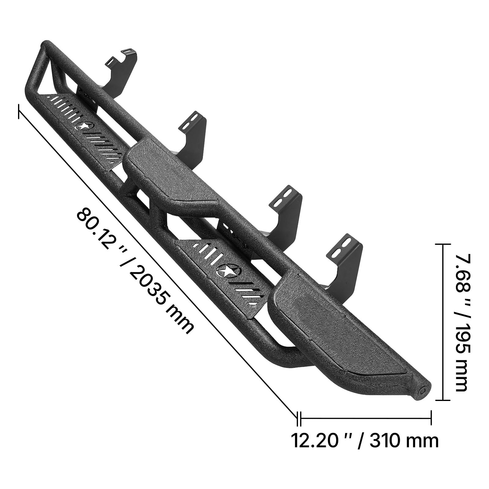 KFFKFF 6-Inch Side Steps for 2024-2025 Toyota Tacoma Double Cab, Black Carbon Steel Running Boards, 550 lbs Capacity, Durable Non-Slip Design with Anti-Rust Coating