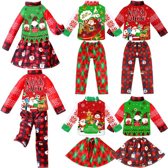 Set de ropa navideña Newcotte de 8 piezas para muñecas de 11 a 12 pulgadas