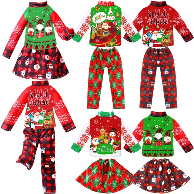 Set de ropa navideña Newcotte de 8 piezas para muñecas de 11 a 12 pulgadas