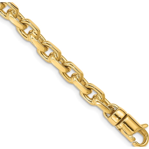14K Yellow Gold 5.9mm Hand-Polished Fancy Link Bracelet (8.5 X 5.9) Made In Peru lk437-8.5
