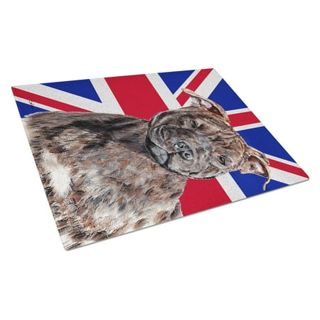 

Caroline s Treasures Staffordshire Bull Terrier Staffie with English Union Jack British Flag Glass Cutting Board Large Size