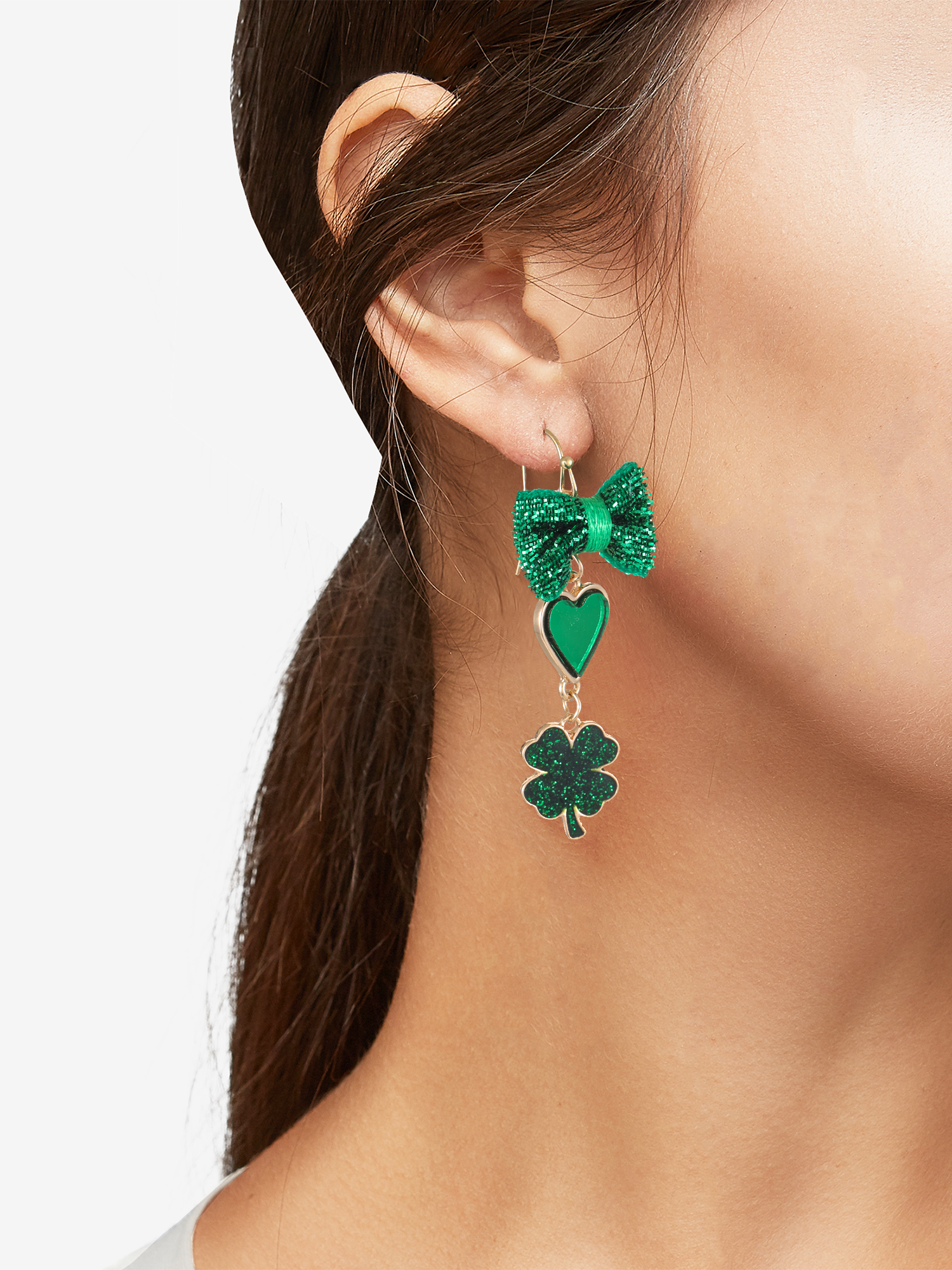 Way to Celebrate St. Patrick's Day Green Dangle Charm Earrings, 1 Pair