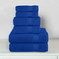 thumbnail image 7 of 100% Turkish Carde Cotton 6 Piece Towel Set, 620 GSM Towels for Bathroom, Super Soft 2 Bath Towels 2 Hand Towels 2 Washcloths, Royal Blue, 7 of 7