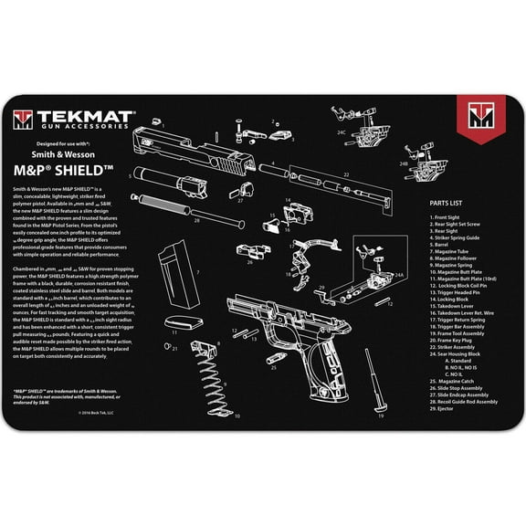 TekMat 17in Printed Gun Cleaning Mat Smith & Wesson Shield, Black
