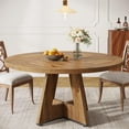 thumbnail image 4 of Tribesigns 47-Inch Round Dining Table for 4, Farmhouse Kitchen Table with Stylish Base & Wood Finish, Rustic Dinner Table for Dining Room, Home, Restaurant (Wood), 4 of 5