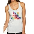 thumbnail image 1 of Wild Bobby Be A Kind Human Positive Inspirational Slogan Inspirational/Christian Women Tri-Blend Racerback Tank Top, Heather White, Large, 1 of 6