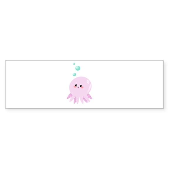 CafePress - Cute Pink Octopus - 10"x3" Rectangle Bumper Sticker