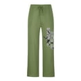 thumbnail image 3 of YOTMKGDO wide-Leg Baggy Mens Fashion Casual Individuality Cotton And Linen Printed Linen Pocket Lace Up Pants Large Size Pants Casual Graphic Prints Pants for Men, Green 3XL, 3 of 9