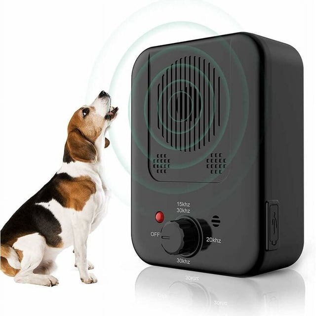 Jinsinto Répulsif Ultrasonique pour Chiens, Réglable en Fréquence Ultrasonique, Dispositif de Dissuasion Rechargeable pour Animaux Fontainebleau Noir