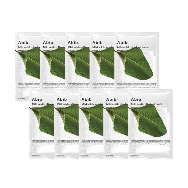 Mascarilla Abib Heartleaf Fit, pH ácido suave, 30 ml x 10
