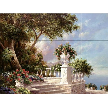 - Ceramic Tile Mural - Balcony At Lake Como - by Art Fronckowiak - Kitchen backsplash / Bathroom shower