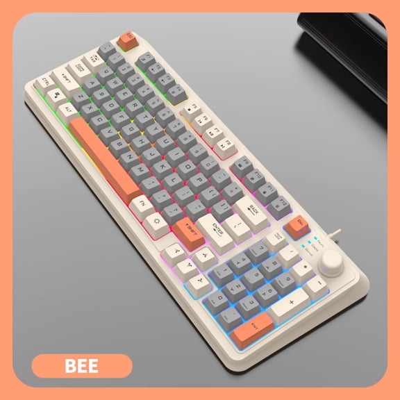 XUNFOX K82 Gaming Gaming Keyboard Glows Wired USB Desktop PC/Notebook Available 19-key punchless knob to adjust volume