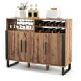 thumbnail image 1 of Gymax Home Wine Bar Cabinet w/ 3 Doors & Adjustable Shelves 2-tier Wine Rack Sideboard, 1 of 10