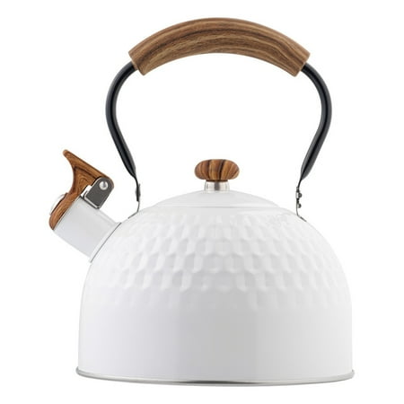 

Capreze Tea Kettle Anti-Hot Handle Teakettle 2.5L Portable Teapot Whistling Food Grade Fast To Boil Stainless Steel Stove Top White 2.5L
