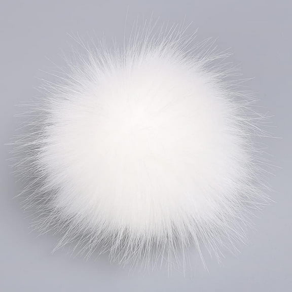 1Pc White 12cm Faux Fur Pom Fake Fur Fluffy Hair Pompom Ball DIY Poms Ball For Hats Scarves Gloves Bags, Fringe Finishes, Finishes And Embellishments