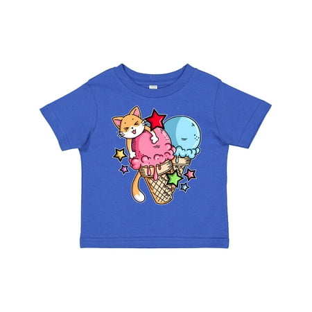 

Inktastic Ice Cream Cones with Orange Cat and Stars Gift Toddler Boy or Toddler Girl T-Shirt