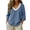 (New10)Blue, variant on Women's Casual Relaxed Seven Quarter Sleeve V-Neck Lightweight Plus Size Blouses Solid Color Breathable Cotton Linen Top Shirt Button up Top
