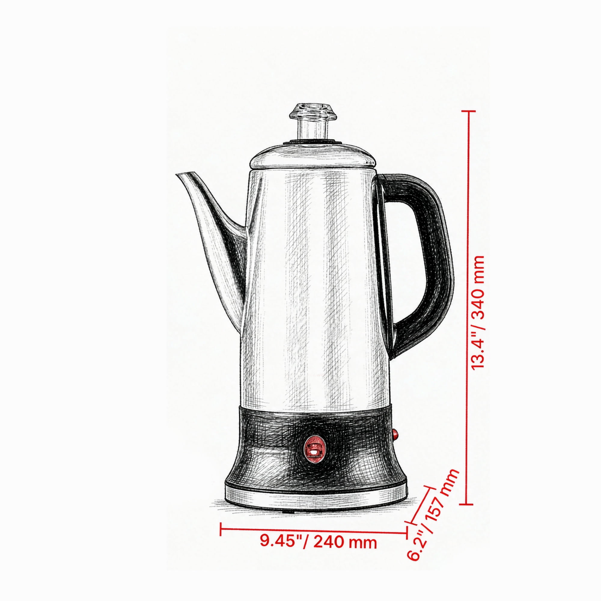 12-Cup Electric Percolator Coffee Pot, Coffee Maker with Keep Warm Function & Heat-Resistant Handle, Silver